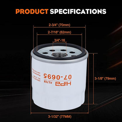 Hipa 52 050 02-S Oil Filter for Kohler 7000 HD 2000 Series Kohler CH11-CH15 CV11-CV22 M18-M20 MV16-MV20  K582 Engine Lawn Mower Cub Cadet Farm Tractor Parts Replace KH-52-050-02-S