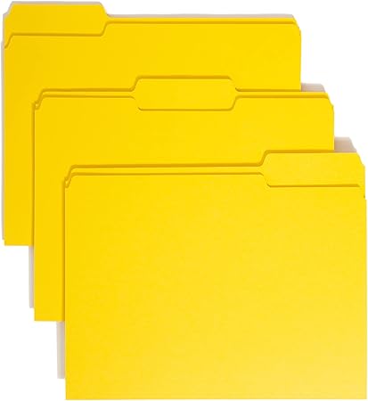 Smead Colored File Folder, 13-Cut Tab, Letter Size, Yellow, 100 per Box (12943)