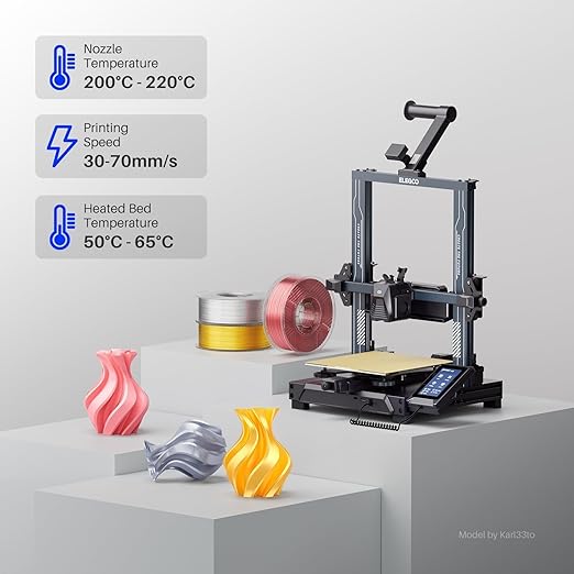 ELEGOO Silk PLA Filament 1.75mm Silver Grey 1KG, 3D Printer Filament Dimensional Accuracy - 0.02mm, 1kg Plastic Spool(2.2lbs) 3D Printing Filament Fits for Most FDM 3D Printers