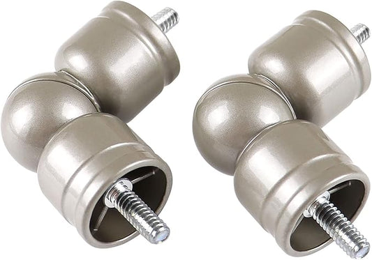 Adjustable Corner Connector for 1 Inch and 78 Inch Diameter Curtain Rods, 2 Pack Superior Elbow Connectors for Corner and Bay Window Rods, Antique Silver