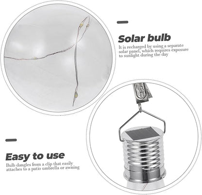 DOITOOL Solar Hanging Light Bulb Rotatable Outdoor Led Lamp with Transparent Shell Warm White Light for Garden Patio and Camping Low Power Consumption Hours Usage