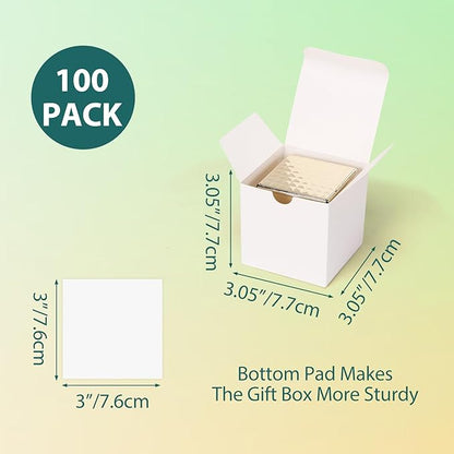 Calenzana 3x3x3 Inches Small Gift Box with lids, 100 Pack White Gift Boxes Bridesmaid Proposal Box for Candy Crafting Wedding Party Favor Birthday Gift Boxes