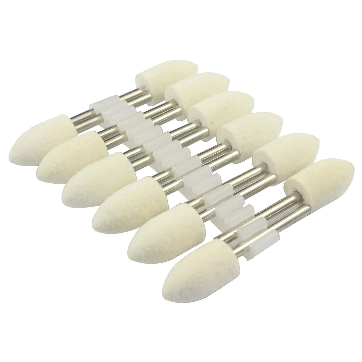 Luo ke 10mm Diameter Bullet Shape Polishing Buffing Wheels Wool Felt Mounted Mandrel Grinding Bits Grinder Head Rotary Tool Accessories Drill Tools Attachment - 1/8 Inch Shank