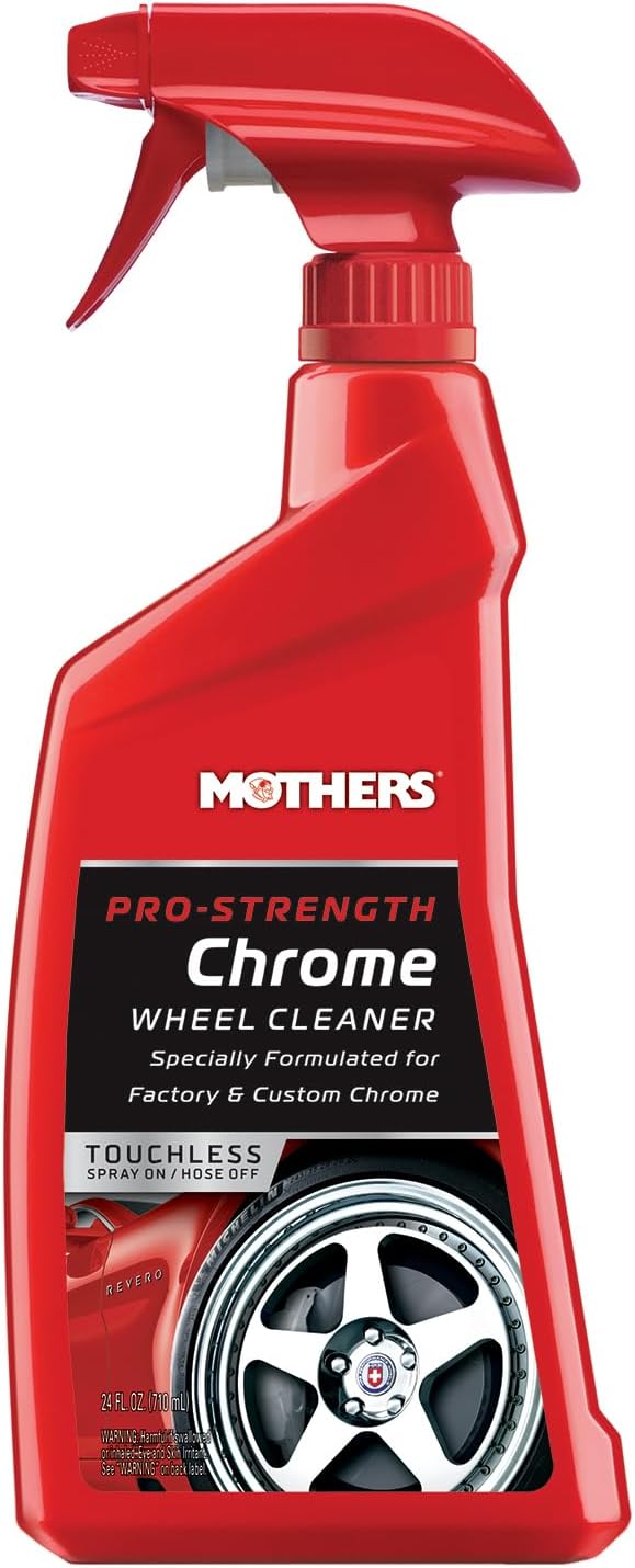 Mothers Pro-Strength Chrome Wheel Cleaner, 24 oz. — Safely Cleans Chrome & Roughcast Aluminum Mag Wheels, Removes Brake Dust, Grease, Dirt & Grime with Easy Spray-On, Hose-Off Formula (05824)