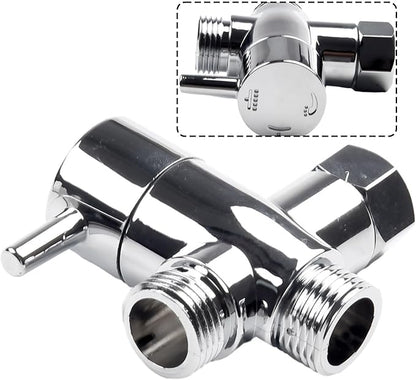 Bidet T Valve, 3 Way T-adapter Bath 12 Shower Head Mount Valve Diverter ABS Converter For Hand Shower And Fixed Shower Head, Replacement Component Adapter