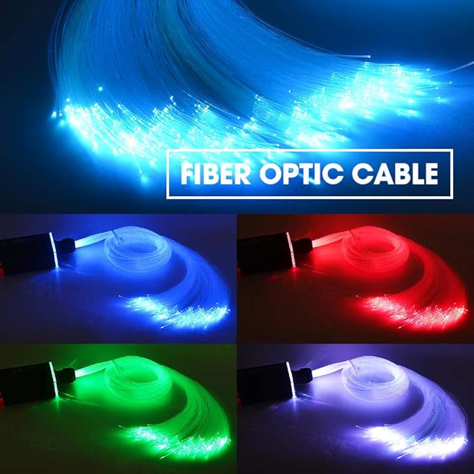 GIDEALED LED Fibre Optic Cable 3 m 225 Pieces (0.75 mm x 200 + 1.0 mm x 20 + 1.5 mm x 5) PMMA Plastic End Glow Fibre Optic Fibre Cable for Star Ceiling Lighting All Types Light Engine Drivers