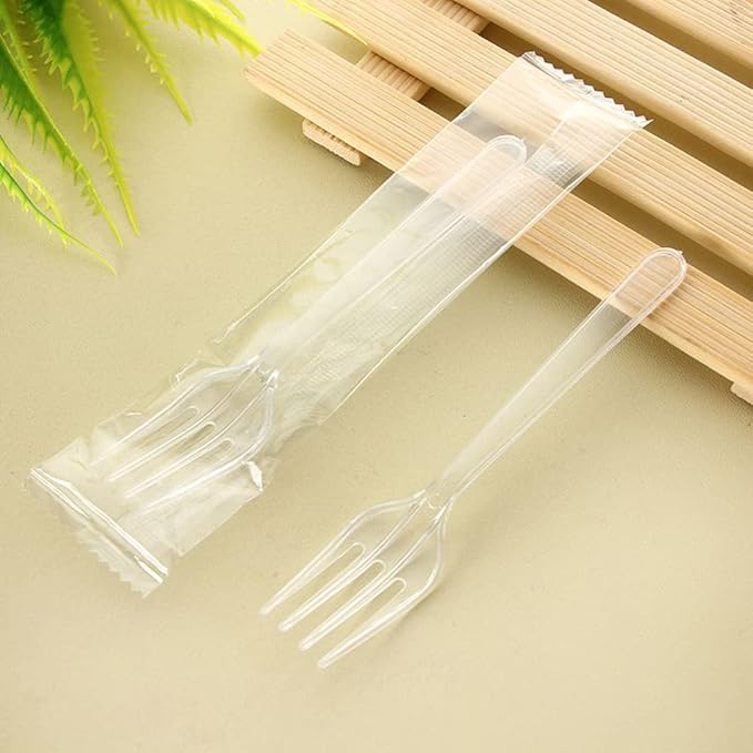 100pcs 4.7inch Plastic Clear Mini Forks Disposable Tasting Forks for Appetizer Fruit Dessert Cake Home Kitchen Party Accessories
