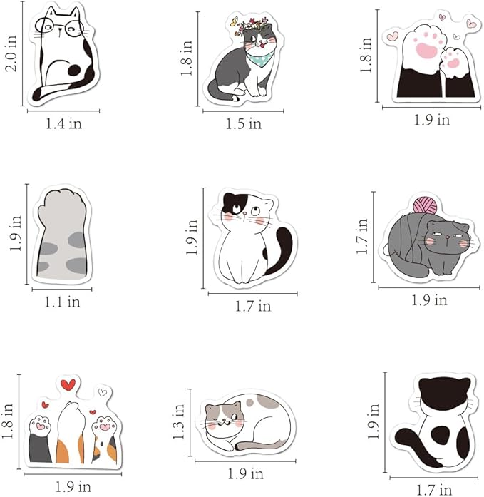 100 Pcs Cute Cat Stickers, Aesthetic Cat Waterproof Vinyl Stickers for Water Bottle Kids Adults Girls Women Kitten Stickers