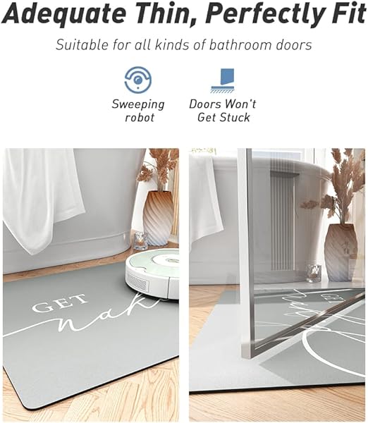 tchdio Bath Mat-Super Absorbent Quick Dry Bath Mats for Bathroom Floor Non Slip-Bathroom Mats with Rubber Backing-Ultra Thin Bathroom Rugs Fit Under Door, 17" x 24", Grey
