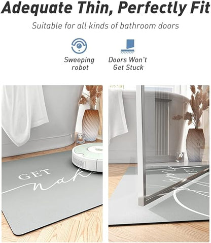 tchdio Bath Mat-Super Absorbent Quick Dry Bath Mats for Bathroom Floor Non Slip-Bathroom Mats with Rubber Backing-Ultra Thin Bathroom Rugs Fit Under Door, 17" x 24", Grey