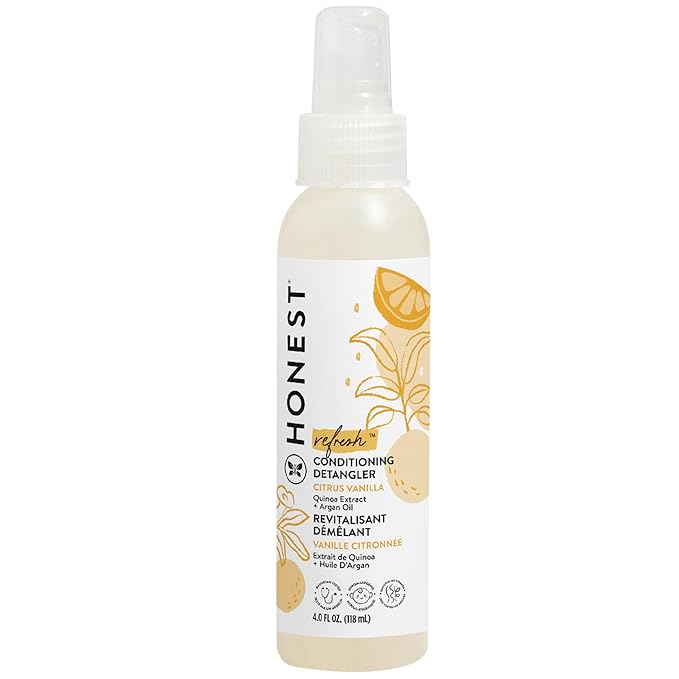 The Honest Company Conditioning Hair Detangler  Leave-in Conditioner  Fortifying Spray  Tear-free, Cruelty-Free, Hypoallergenic  Citrus Vanilla Refresh, 4 fl oz