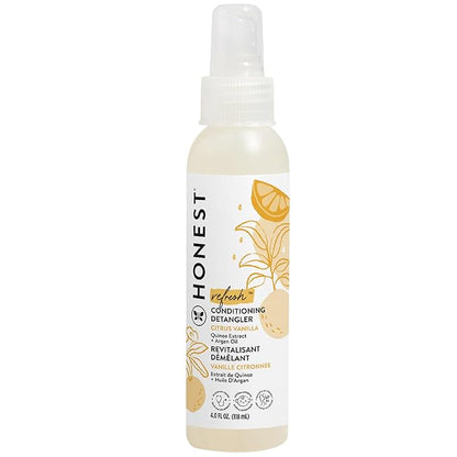 The Honest Company Conditioning Hair Detangler  Leave-in Conditioner  Fortifying Spray  Tear-free, Cruelty-Free, Hypoallergenic  Citrus Vanilla Refresh, 4 fl oz