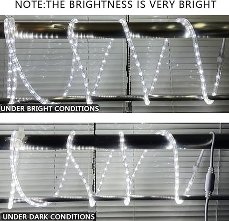 10 ft LED Rope Lights, 108 LED Connectable and Flexible Tube Lights,Rope Lights for Bedroom,Garden,Patio,Deck,Backyard,Kitchen,Christmas Decoration(White)