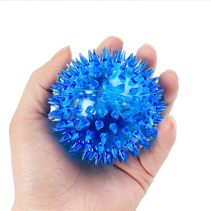 PVC Pet Dog Puppy LED B Light Up Flashing Play Toy Chasing Bounce Spiky Ball Pet to Chew But Also Imp Their Massaging Their They (c)