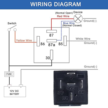 2-Pack 30/40Amp Automotive Relay with Socket Heavy Duty for Truck Car Van Motorcycle Boat Relay 5 Pin 12V DC