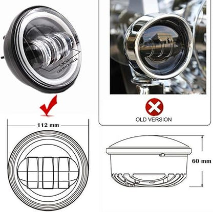 Road King Passing Light - 4 1/2 Inch Passing Light for HD Ultra Classic - with LED Halo Spot Lamp Passing Light Black Projector Fog light Spot light