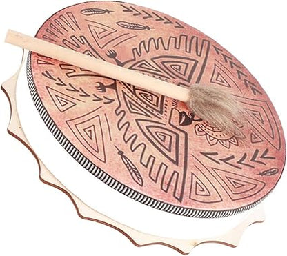 belupai 9.8in Shaman Drum with Drum Stick,Handmade Shaman Drum,Spiritual Instrument,Sound Healer Shaman Drum for Spiritual Music(2)