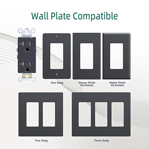 20A Heavy-Duty Duplex Receptacle, Wall Standard Electrical Outlet, Residential Grade, Tamper-Resistant, 2 Pole 3 Wire, Self-Grounding, Child Proof, UL Listed, Black, 9 Pack