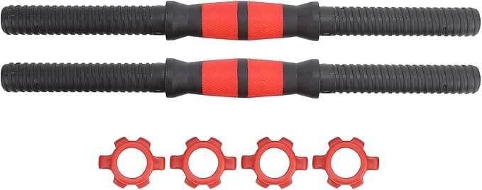 Barbell Bars, Rubber Dumbbell Bars Weight Lifitng 2Pcs 40CM with 4Pcs Nuts for Exercises for Training