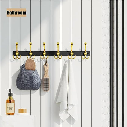 Coat Rack Wall Mounted - Tri Hooks, Heavy Duty, Stainless Steel, Metal Coat Hook Rail for Coat Hat Towel Purse Robes Mudroom Bathroom Entryway(5hooks)