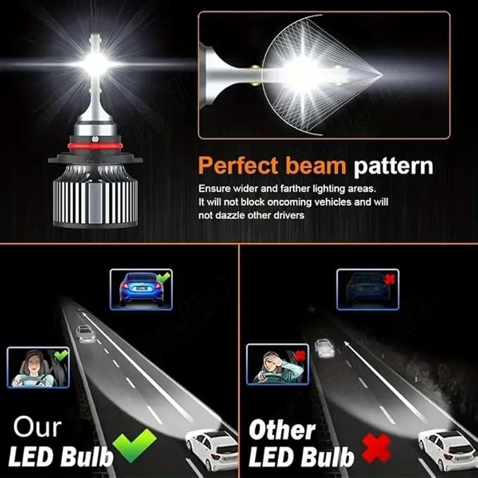H49003HB2 Bulbs, 22000LM Super Bright 9003 Driving Lights, 6500K Daylight White with Cooling Fan, HB2H4 Car HighLow Beam Fog Light Bulb, Plug-N-Play, Pack of 2