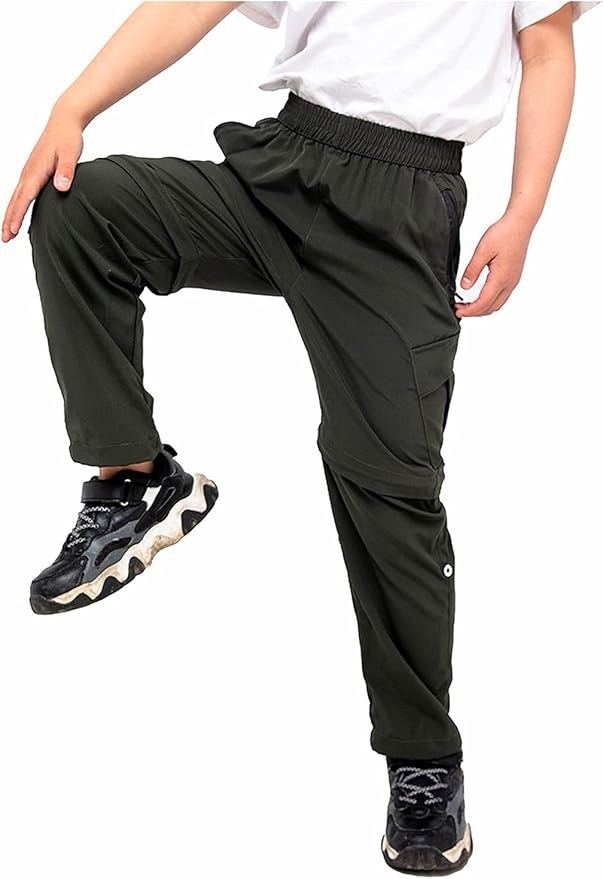 HARGLESMAN Boys Cargo Pants Kids' Casual Outdoor Quick Dry Waterproof Hiking Climbing Convertible Trousers