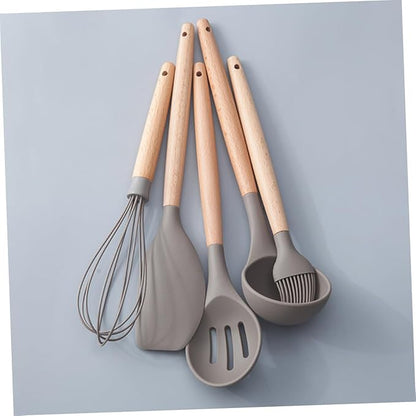 KICHOUSE Kitchen Utensils Cookware Soup Ladle Kitchen Appliances Bamboo Spatula Wooden Handle