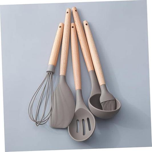 KICHOUSE Kitchen Utensils Cookware Soup Ladle Kitchen Appliances Bamboo Spatula Wooden Handle