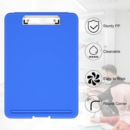 Hongri Clipboard with Storage, 8.5 x 11 Nursing Clip Board Foldable Storage for Nurses, Lawyers, Students, Classroom, Office, School, Size 13.4 x 9.4 X 0.9 in, Dark Blue