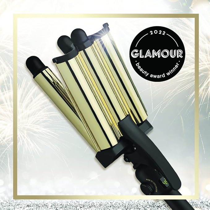 Hot Tools Pro Artist 24K Gold Digital 3 Barrel Hair Waver  Long Lasting Defined Waves (Jumbo Size)