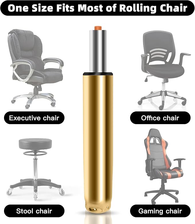 Omyoffice Adjustable Height Gas Lift Cylinder for Office Chairs, Universal Size, Heavy Duty, Gold