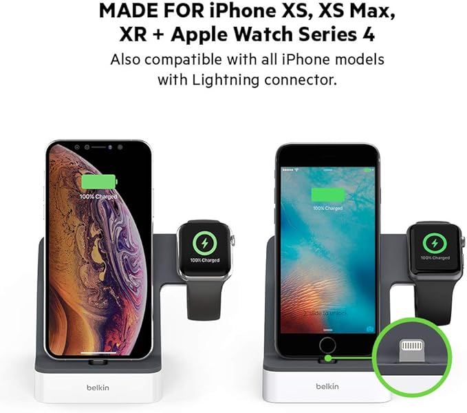 Belkin Magnetic 2-in-1 Lightning Charging Dock for Apple iPhone and Apple Watch - Black