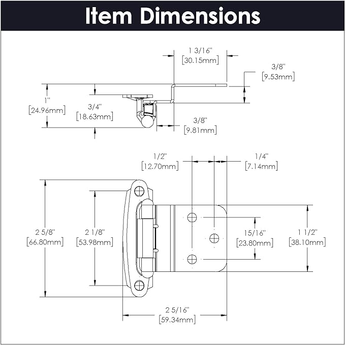 Hickory Hardware P143-26 Variable Overlay 38 Inch Inset Self-Closing Collection Cabinet Hinge 170 Opening - Easy Installation - Surface Face Frame Mounting - Chrome Finish 1 Set of Pair