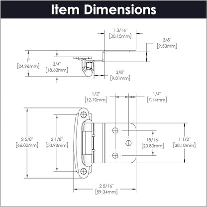 Hickory Hardware P143-26 Variable Overlay 38 Inch Inset Self-Closing Collection Cabinet Hinge 170 Opening - Easy Installation - Surface Face Frame Mounting - Chrome Finish 1 Set of Pair