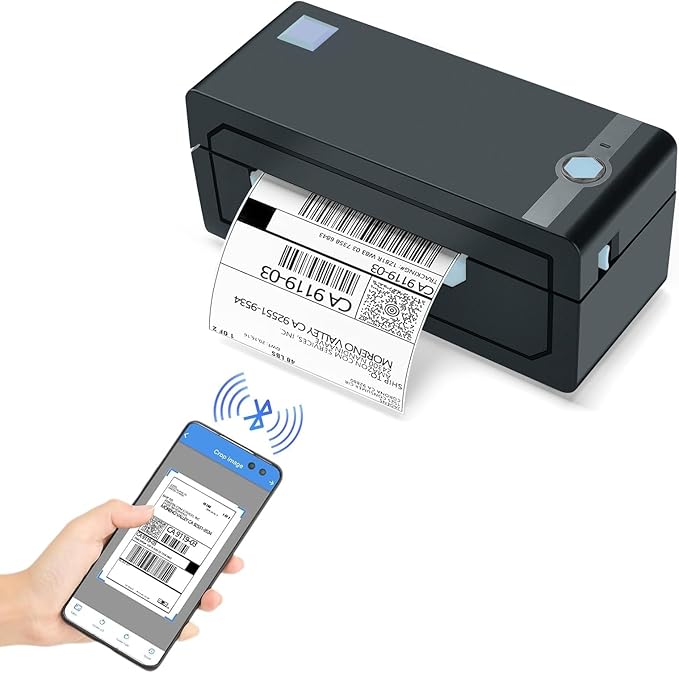 JADENS Bluetooth Thermal Shipping Label Printer  Wireless 4x6 Shipping Label Printer, Compatible with AndroidiPhone and Windows, Widely Used for Ebay, , Shopify, Etsy, USPS