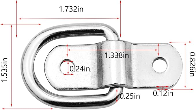 D-Ring Tie Downs Anchor14 Heavy Duty Surface Floor Mount Lashing Rings 2400 lbs Cargo Trailers Load-Bearing Hangers Bracket (Pack of 12)