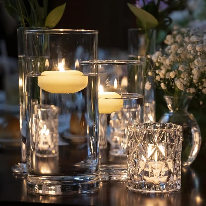3 inch White Floating Candles,Wedding Candles for Centerpieces 15Pack