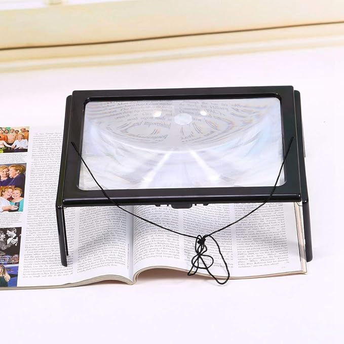 Magnifier with Light LED, Large A4 Page Hands 3X Magnifying Glass Magnifier for Reading