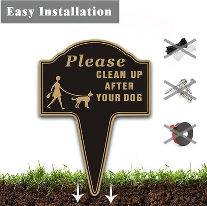 Clean Up After Your Dog Sign, Yuntarda 10”x14” No Poop Signs for Lawn No Pooping Dog Signs For Yard with Stake Double Sided Yard Sign Easy Install for Outdoor Use