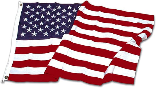 Super Tough 5ft x 8ft Knitted Polyester American Flag - USA-Made Heavy-Duty Wind-Resistant with Embroidered Stars and Sewn Stripes - Outdoor and Indoor Use - Durable Canvas Header & Grommets