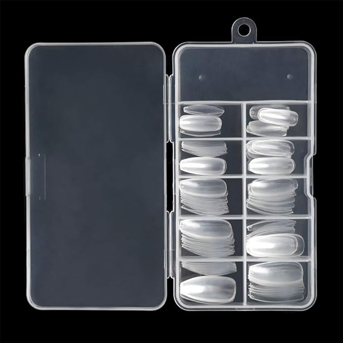 100 PiecesBox TransparentWhite Acrylic False Nails, Square Ballerina Coffin Fake Nail Tips, Medium Long Square Pressed On Nails, Full Cover Fake Nail Extension Patches (Clear, One Size)