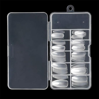 100 PiecesBox TransparentWhite Acrylic False Nails, Square Ballerina Coffin Fake Nail Tips, Medium Long Square Pressed On Nails, Full Cover Fake Nail Extension Patches (Clear, One Size)