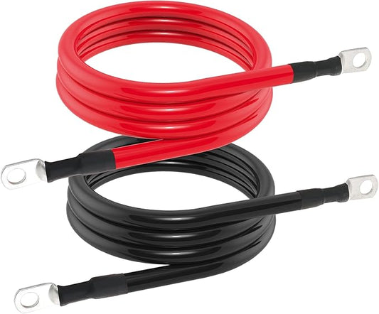 4 AWG Battery Cable 4AWG Gauge Pure Copper Battery Inverter Cables with 38 in Lugs Both Ends Power Inverter Wire Set for Automotive Solar Marine Boat RV Car Motorcycle Red and Black (4FT)