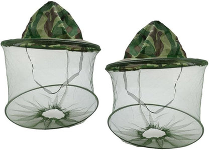 2Pack Camouflage Beekeeper Beekeeping Cap Hat with Head Net Mesh Face Protection Outdoor Fishing Equipment Beekeeping Supplies