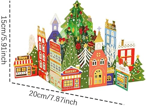 3D Pop up Handmade Greeting Cards with Envelop for Christmas Stocking Stuffers Creaive Vivid Stylish Greeting Cards Image Arts Nice Gift (Christmas Town)