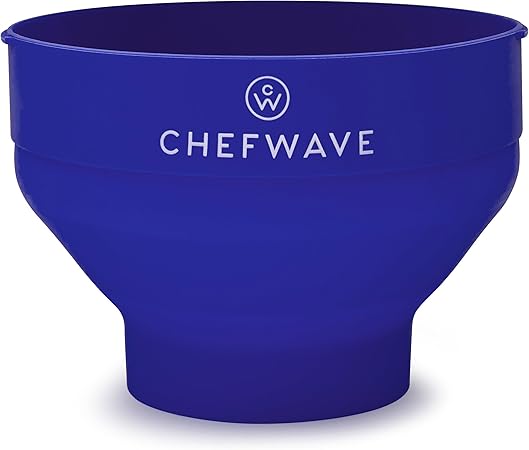 Chefwave Silicone Popcorn Popper (Dark Blue) - Reusable, Collapsible Microwave Popcorn Bowl - Dishwasher Safe