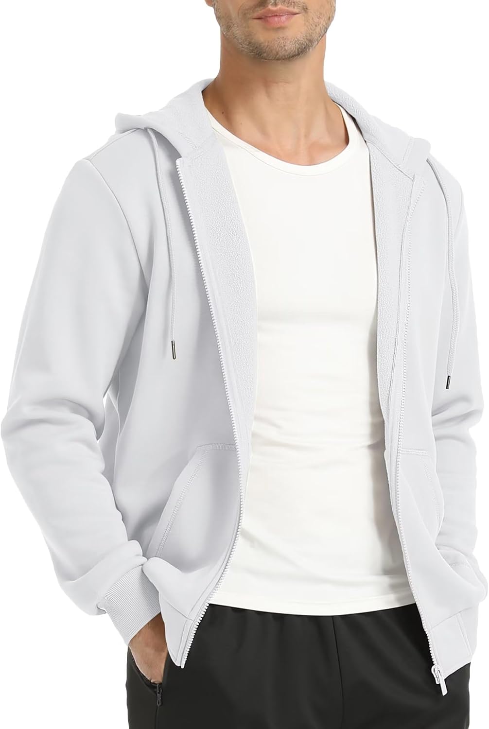 Large TACVASEN Mens Zip Up Hoodie Fleece Lined Hoodie Jacket Men Full Zip Sweatshirts Outdoor Thermal Athletic Hoodie.