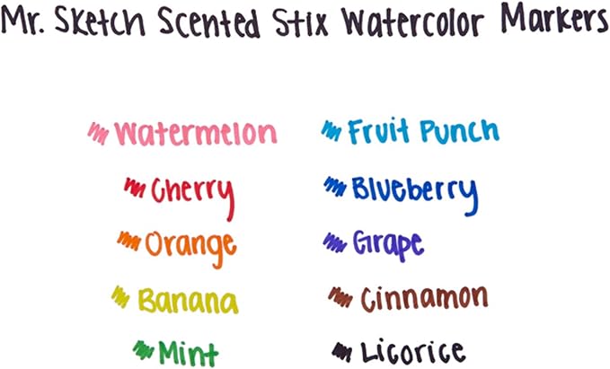 Mr. Sketch 1905313 Scented Stix Watercolor Markers, Fine Point, 10Set