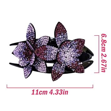 Rhinestone Hair Clips Duck Billed Plastic Flower Hair Clips Hair Claw Clips for Women Hair Barrettes for Girls Wedding Hairpin Bridal Hairpins Delicate Hair Accessories, Brown
