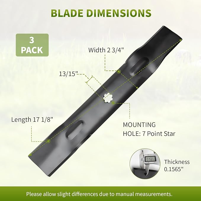 GY20852 Mower Blades Fit for John Dee re 48" Lawn Mower, GX21784 High Lift Mower Blades Compatible with 145 155C D140 D150 D160 LA130 LA140 LA145, Replace for GX21785 AM137757 AM141035, 3 Pack